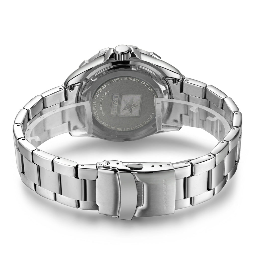 U.S. Army C39 | Analog Display Quartz Watch with Unidirectional Rotating Bezel and Metal Bracelet